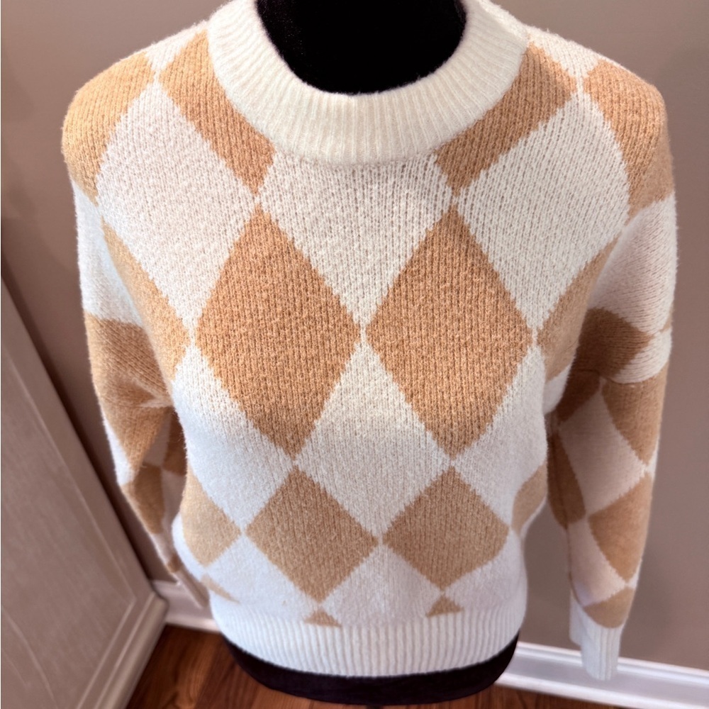 Women’s ABERCROMBIE & FITCH Argyle Pattern Wedge Crewneck sweater- Size XS - Picture 4 of 7